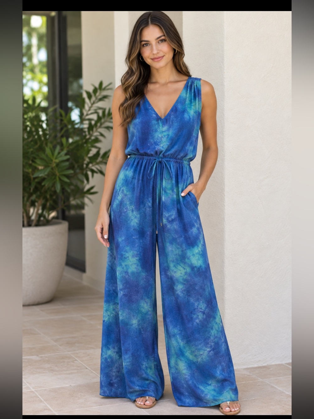 Johnny Was x Amanda Bond Malibu Silk Calista Wide Leg Jumpsuit Size L/XL